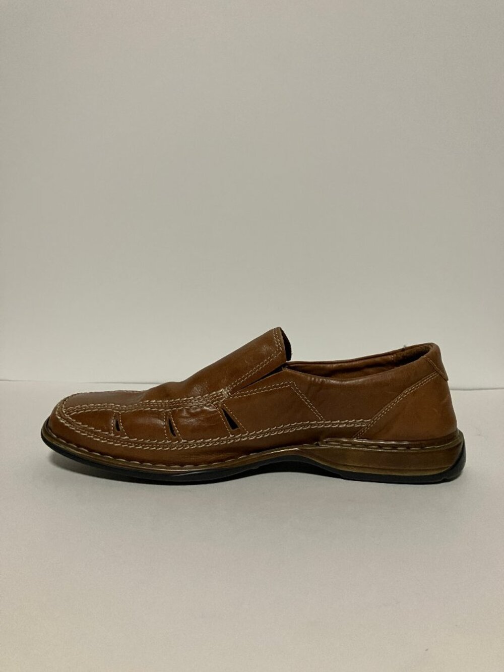 Josef Seibel "Steven 12" Brown Leather Fisherman Loafers Mens Size EU 43 US 10 - Picture 5 of 12